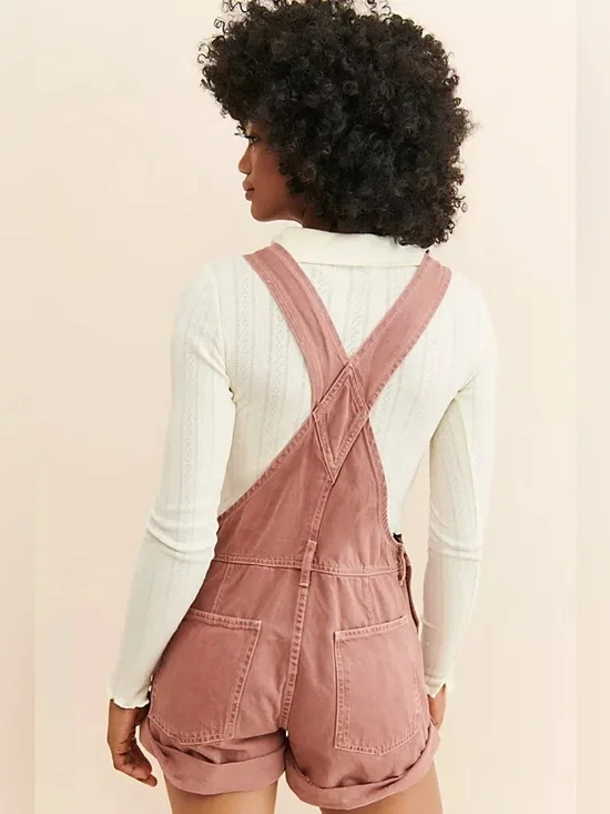 Free People Ziggy Overall Shortalls - Sand - Size XS - Picture 3 of 7